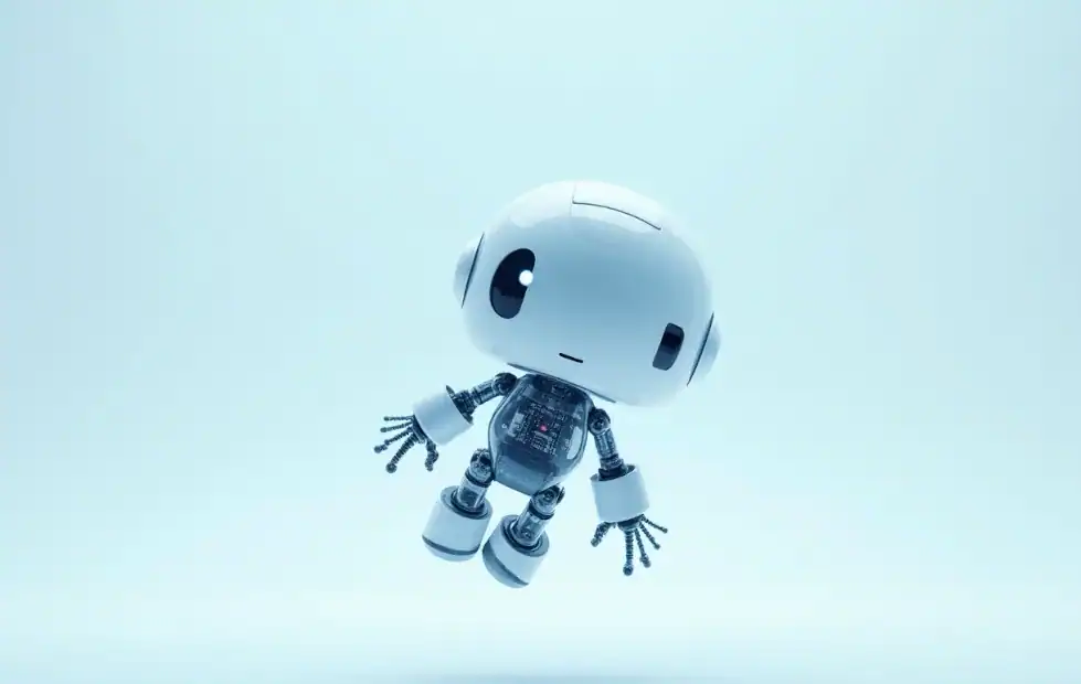 인공지능 로봇이 당황한 표정을 짓고 있다.