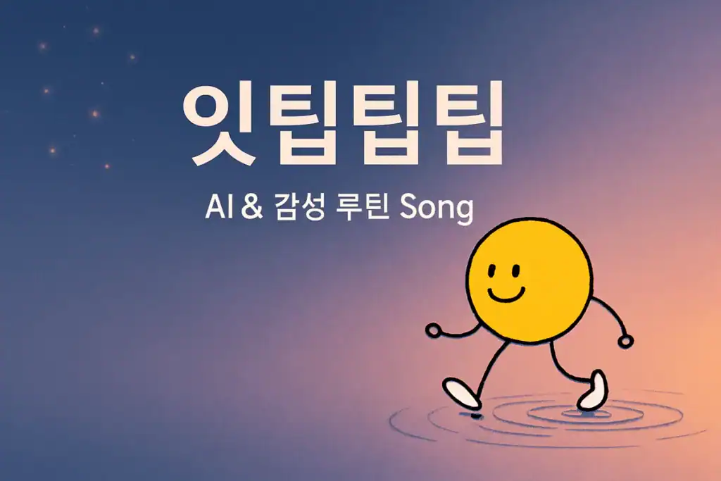 Thumbnail for the AI music 'Ittipitipitip". A yellow ball-shaped ItTip character is walking on water.