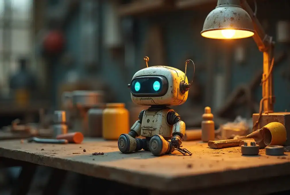 A small AI robot is sitting on your desk.