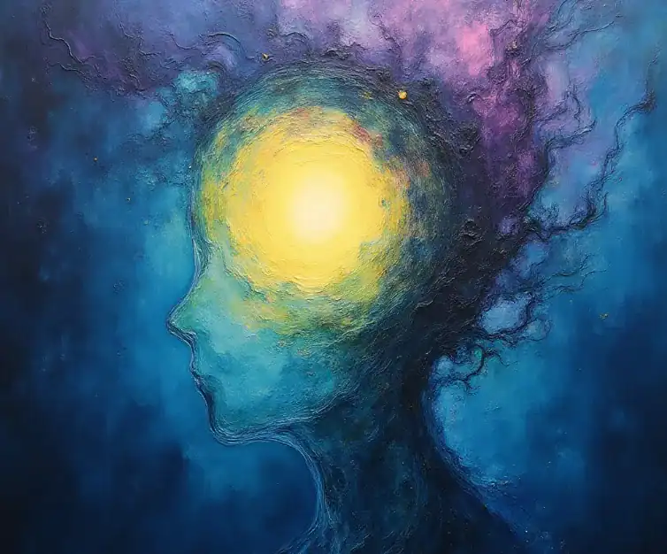 A colorful watercolor image of waves in the brain.