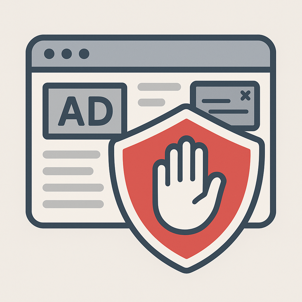 Ad blocker app, a little shield to protect you from harmful ads AdBlock