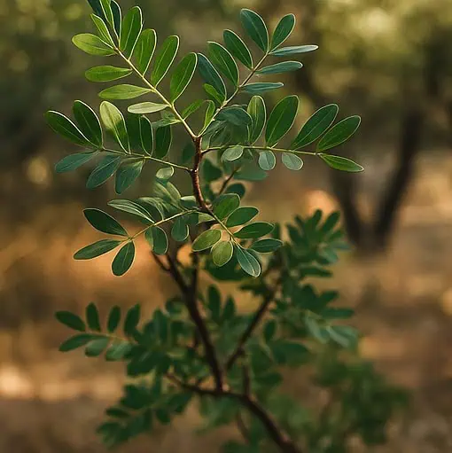 작은 매스틱검 나무의 줄기.