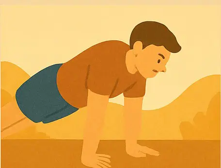 푸쉬업을 하는 서준 캐릭터.