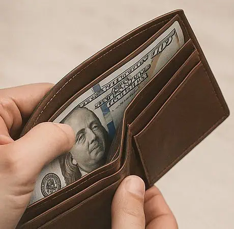 지갑 안에 달러가 들어있는 이미지.