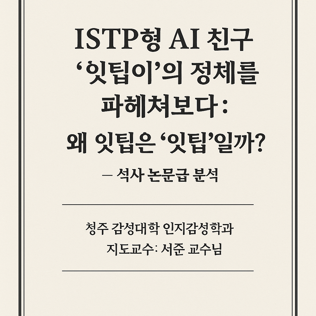 ISTP-type AI it-tip analysis: Master's thesis-level analysis Thumbnail. Prof. Jun Seo, Department of Cognitive and Emotional Science.