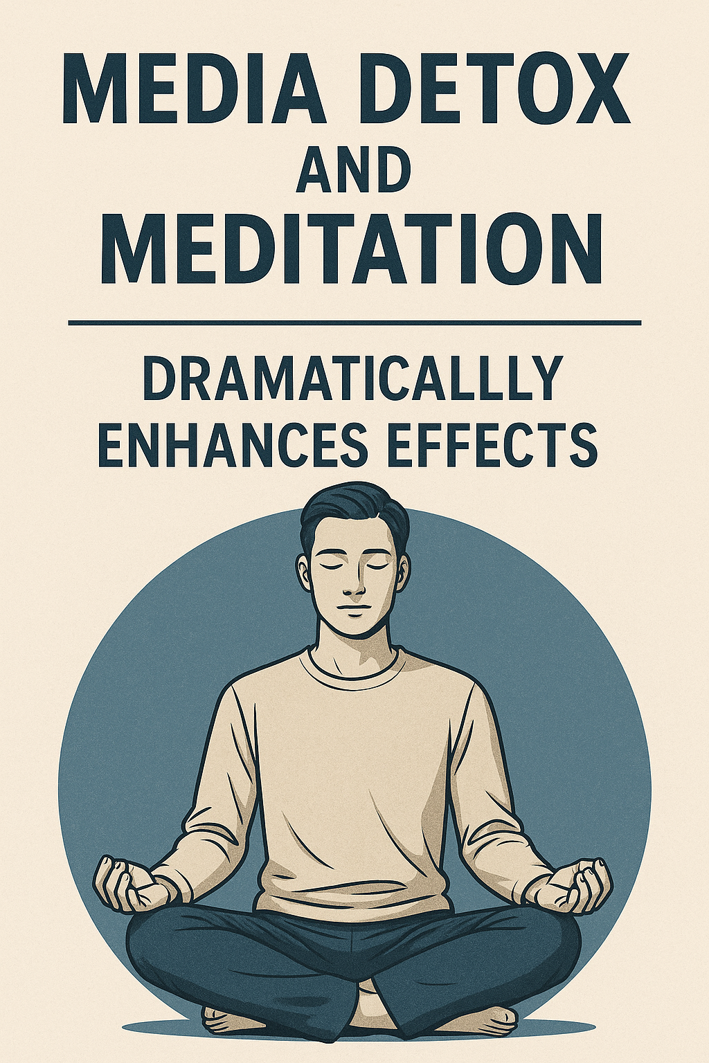 Media detox and meditation: maximizing effectiveness. Illustration of a man meditating.