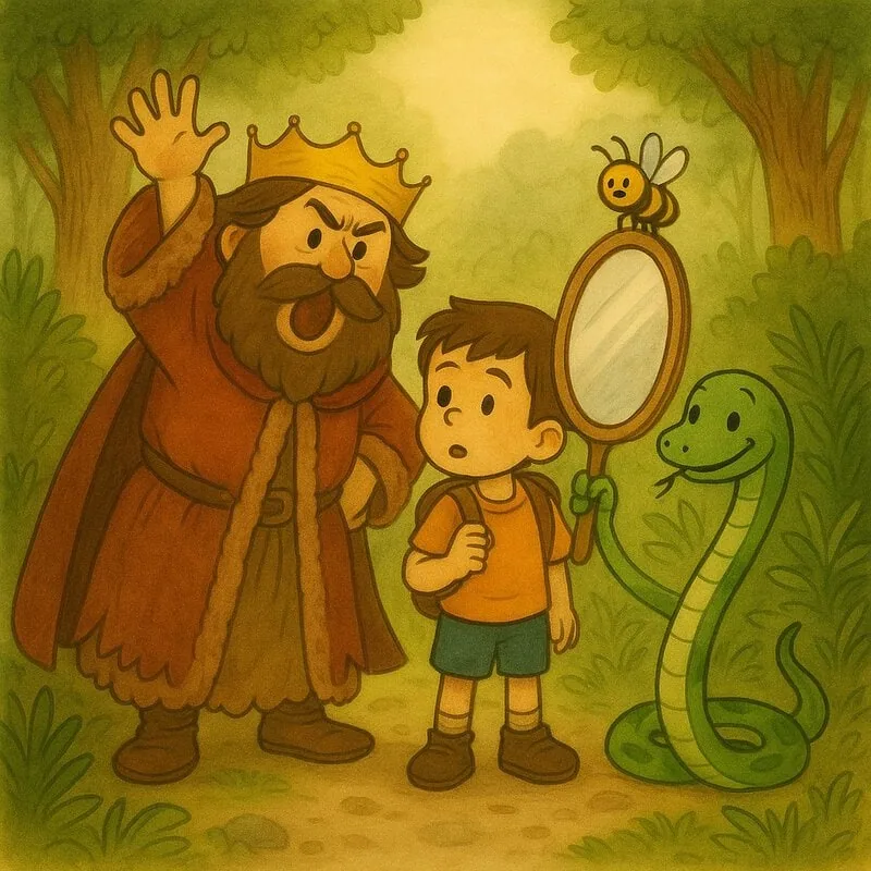 A crowned and elegantly dressed King Bluff appears and speaks to you.