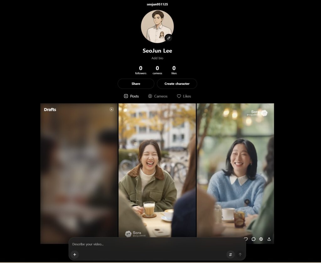 Sora's home feed shows a video of O-shaped women.