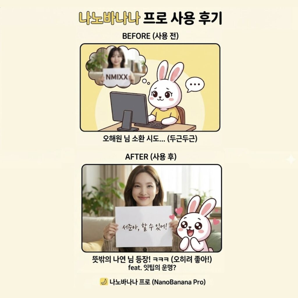 나노바나나 프로 사용 후기 만화 일러스트.